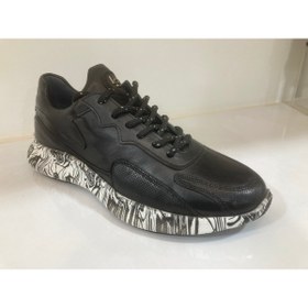 Resim LUCIANO BELLINI Hakiki Deri Erkek Siyah Sneaker 