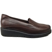 Resim Napa Shoes Kadın Hakiki Deri Sıkıştırılmış Köpük Taban Rahat Ultra Hafif Günlük Dolgu Topuk Ayakkabı Napa-2000 Kahve 