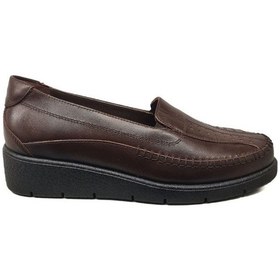 Resim Napa Shoes Kadın Hakiki Deri Sıkıştırılmış Köpük Taban Rahat Ultra Hafif Günlük Dolgu Topuk Ayakkabı Napa-2000 Kahve 