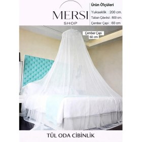 Resim Mersi Shop Tül Cibinlik Yatak Sinekliği - Demir Halkalı Tavan Tipi Sivrisinek Koruyucu 