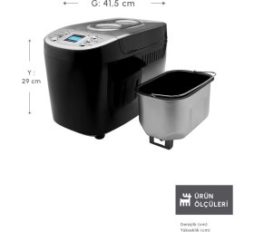 Resim Karaca BakeXL Reçel, Yoğurt, Hamur Yoğurma ve Ekmek Yapma Makinesi Çift Bıçaklı Inox Siyah, 1500 g, 45 Farklı Tarifli Kitapçıklı 