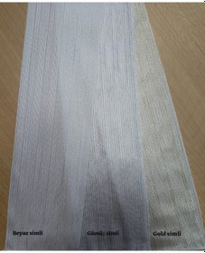 Resim As Perde Simli Çizgili Tül Perde 