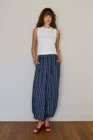 Resim Çizgili Viskon Şalvar Pantolon Lacivert Çizgili - Lacivert Çizgili / 36-38 
