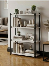 Resim Orion 4 Raflı Metal Çok Amaçlı Kitaplık Beyaz Beyaz - Siyah 