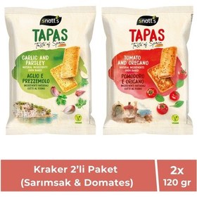 Resim Sarımsak & Maydanoz Aromalı Kraker 120 Gr + Domates & Kekik Aromalı Kraker 120 Gr 