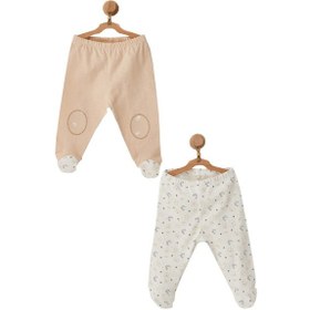 Resim Andywawa Erkek Bebek Ay Yıldız Motifli 2li Pantolon Takımı AC2276 Bej 