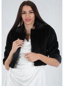 Resim Feminist Siyah Bebe Yaka Peluş Bolero 0105134.01 Siyah 