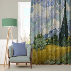 Resim Selvi Ağaçlı Buğday Tarlası Perde 