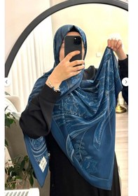 Resim 19V69 Italia 19v69 Italıa Krep Kumaş Yumuşak Dokulu Lacivert Desenli Şal 75 200 Etnik Desen Terletmez Kolay Şekil Alır Lacivert 