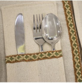 Resim Dnc Home Tekstil Ndchome Keten 6lı Amerikan Servis Seti Kaşıklık Hediyeli 35 X 55 Krem 