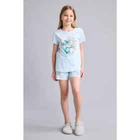 Resim DeFacto Disney Lilo & Stitch Lisanslı Regular Fit 2'li Pijama Açık Mavi Takımı Kız Çocuk E6241A826SM 