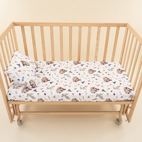 Resim Bebek Nevresim Seti (Dört Katlı Muslin Battaniye , Yastık Kılıfı , Lastikli Çarşaf) - Taş Dört Kat Muslin Battaniye - Harry 
