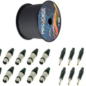 Resim Provoice Pm-22 100m Mikrofon Kablosu + 10'lu Jak Xlr Konnektör Paketi 