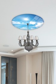 Resim Decorita Cam Avize Göbeği | Gökyüzü Desenli | 50cm X 50cm 