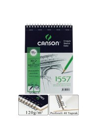 Resim Telli Eskiz Defteri Canson 1557 A5 Spiralli 40 Yaprak 1 Adet 120 Gr 148x210 Mm Üstten Açılmalı Karakalem Sketch Book 