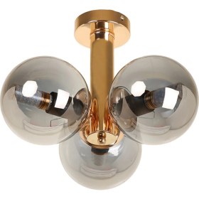 Resim 3'lü Gold Kaplama Füme Camlı Modern Tavan Avizesi 