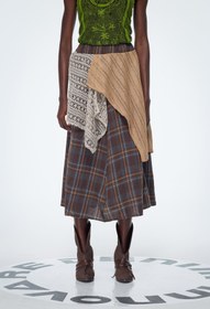 Resim Baila Plaid Patchwork Uzun Etek - XL 