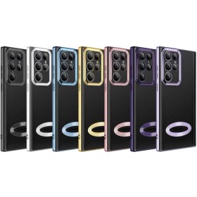 Resim M.TK Moveteck Samsung Galaxy S22 Ultra Kılıf Kamera Lens Korumalı Yazı Gösterir Parlak Halkalı Şeffaf 