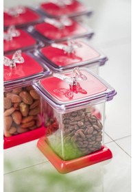 Resim Akrilik Fuşya 12 Li Baharat Kavanozu & Baharatlık & Baharatlık Seti 200 Ml Cam Değildir Çok Renkli 