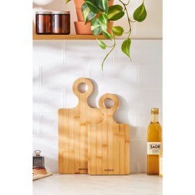 Resim 2'li Bambu Kesme Tahtası, 33/39 Cm, Kahverengi, Dayanıklı ve Şık Tasarım 