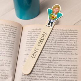 Resim Kadın Diyetisyen Karikatürlü Çubuk Kitap Ayracı 