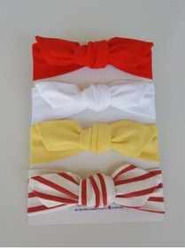 Resim swan butik Kız Bebek Bandana Toka Seti Saç Bandı 4'lü Nar Çiçeği, Sarı, Beyaz, Kızıl Çiizgili 