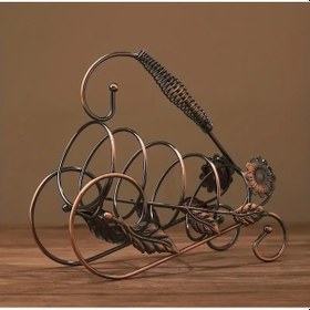 Resim Avrupa Retro Demir Sanat Süsler Yaratıcı Oturma Odası Şarap Dolabı Yaprak Taşınabilir Şarap Rafı-bronz Ko 