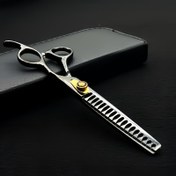 Resim 1 adet Wingsbro 7.5 İnç Profesyonel Evcil Hayvan Bakım Makası Köpekler ve Kediler için - Paslanmaz Çelik, %45 Saç Alma Verimliliği, Ergonomik Sağ El Tasarımı, Pürüzsüz Kesim İçin Keskin Bıçaklar, Dayanıklı ve Hassas Profesyonel ve Ev Kullanımı İçin, Şık Metalik Bitiş | Verimli Saç Alma, Evcil Hayvan Tüyü Temizleyici 