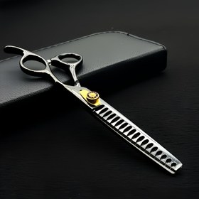 Resim 1 adet Wingsbro 7.5 İnç Profesyonel Evcil Hayvan Bakım Makası Köpekler ve Kediler için - Paslanmaz Çelik, %45 Saç Alma Verimliliği, Ergonomik Sağ El Tasarımı, Pürüzsüz Kesim İçin Keskin Bıçaklar, Dayanıklı ve Hassas Profesyonel ve Ev Kullanımı İçin, Şık Metalik Bitiş | Verimli Saç Alma, Evcil Hayvan Tüyü Temizleyici 