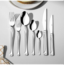 Resim Nehir Fiesta Saten 89 Parça Kutulu Çatal Kaşık Bıçak Takımı GÜmüş 