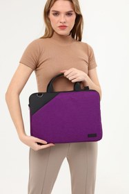 Resim D'VERS Mor Su Geçirmez Fermuar Detaylı 15.6 Inç Darbeye Karşı Korumalı Kılıf Notebook Laptop Çantası 