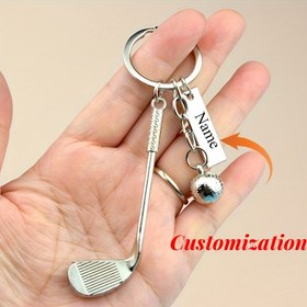 Resim Kişiselleştirilmiş Golf Anahtarlık - Özel İsim Kazıma, Şık Kulüp & Top Kolye Ucu, Erkekler İçin Moda Babalar Günü Hediyesi, Spor Tutkunu Aksesuarı - Mükemmel Tatil ve Doğum Günü Hediyesi 