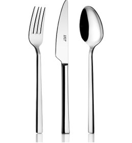 Resim Avcı Klas 36 Parça Çatal Kaşık Bıçak Takımı 18-10 Paslanmaz Çelik Gümüş 