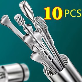 Resim Profesyonel Kulak Temizleme Seti Araçları 10 adet/6 adet Paslanmaz Çelik Tüp Saklama Çantası Kulak Kaşığı Kulak Temizleme Çubuğu Döner Temizleme Çubuğu Kulak Delme Temizleme Güvenli Kulak Temizleme Çubuğu Tatil Hediyesi Seyahat Ev Güzellik Taşınabilir Saklama Dayanıklı Güvenli Anahtarlık Kullanımı Kolay 
