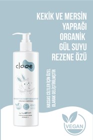 Resim clooe Vegan Organik Göz Yakmayan Alkol Gluten İçermeyen Yenidoğan Uyumlu Sensitive Hassas Bebek Şampuanı 