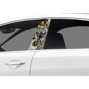 Resim Araç Kapı Direk Kaplama Folyosu Kaplan Desenli (Sağ Sol Takim) (2 Adet) - 22X50 cm 