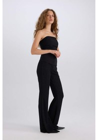 Resim DeFacto Flare Fit Düz Paça Uzun Boy Bürümcük Pantolon E1870AX24WNBK81 Siyah 