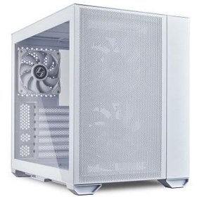 Resim Lian Li O11 Air Mini O11AMW Mesh Temperli Cam Type-C ATX Mini-Tower Beyaz Gaming Bilgisayar Kasası 