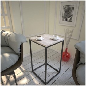 Resim PASİFİC HOME Pure Yan Sehpa, Metal Yan Sehpa ,beyaz Meşe 