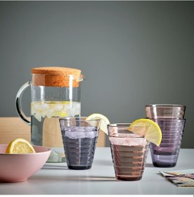 Resim 4 Adet Bardak Seti, Cam Meridyendukkan Karışık Renkler, 34 Cl Meşrubat-su Bardağı 