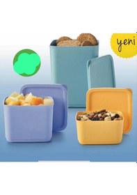 Resim Tupperware Kübik Kare Saklama Kabı Çok Renkli 3'lü Çok Renkli 
