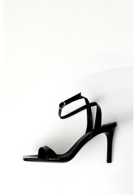 Resim Siyah Tek Bant Topuklu Sandalet 25034 Siyah 