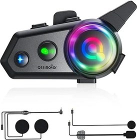 Resim Q18 Motosiklet Kask Kulaklık Intercom Işıklı 2 Eşleşme Özellikli 1000 Mah 