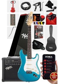 Resim Midex Rph-30tr-25amp Turkuaz Renk Strat Kasa Sss 25w Amfili Elektro Gitar Seti 