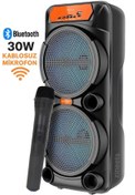 Resim Zineets Işıklı Büyük Boy Party Box Bluetooth Hoparlör Taşınabilir Şarjlı Ses Sistemi Kablosuz Karaoke Mic 
