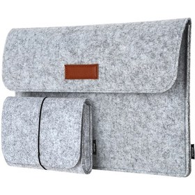Resim Symbee 13.3 İnç Gri Felt Dikişli Laptop Kılıfı - Çok Bölmeli, Mouse Ve Şarj Cihazı İçin Ek Çanta, Macbook Air/pro Uyumlu Gri 