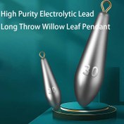 Resim Willow Leaf Shaped Lead Fishing Sinkers, Yüksek Safiyet Elektrolik Kurşun Ağırlıkları ile Pirinç Halka, Gözyaşı Kancası Tasarımı, Deniz Balıkçılığı Çubuğu Dökümü için Tandem Kanca 