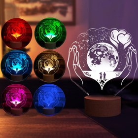Resim Aşk Ellerindeki Gezegen Figürlü Dekoratif Hediye Led Masa Lambası | BYLAMP 