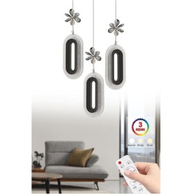 Resim İstanbul Avize Alfa 3'lü Siyah Kumandalı 3 Renk Ledli Modern Avize Siyah 