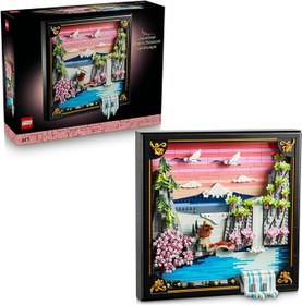 Resim LEGO Art Japon Kiraz Çiçeği Manzarası 31218 - Yetişkinler için Ayarlanabilir 3 Boyutlu Şelale ile Fuji Dağı, Çay Evi, Japon Turnaları ve Kiraz Çiçeği İçeren Model Yapım Seti, Hediye Fikri (1892 Parça) 